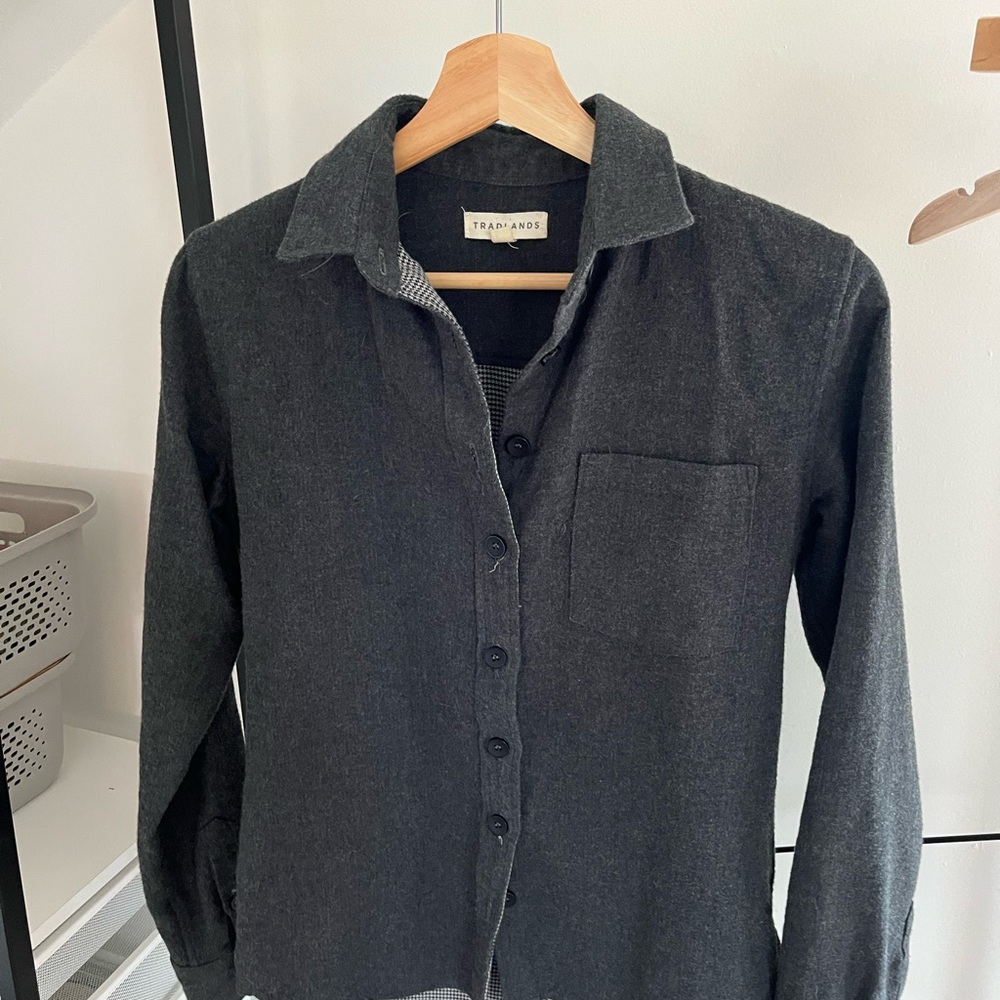Tradlands Charcoal Grey Flannel Button Down Shirt